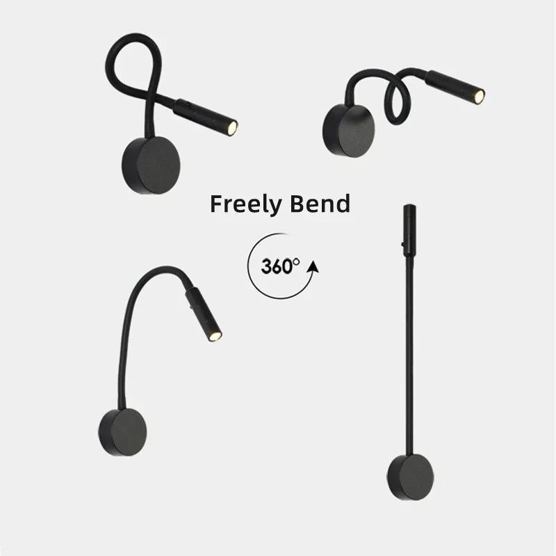 Stornfield | Modern Flexible LED Reading Wall Light with Switch for Bedroom and Office - 1W/3W