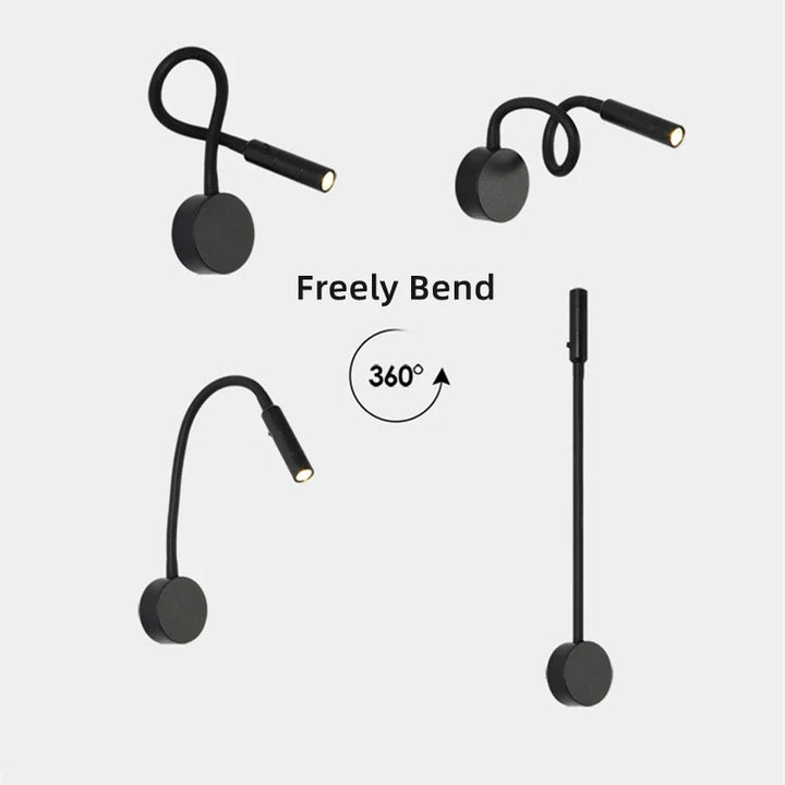 Stornfield | Modern Flexible LED Reading Wall Light with Switch for Bedroom and Office - 1W/3W