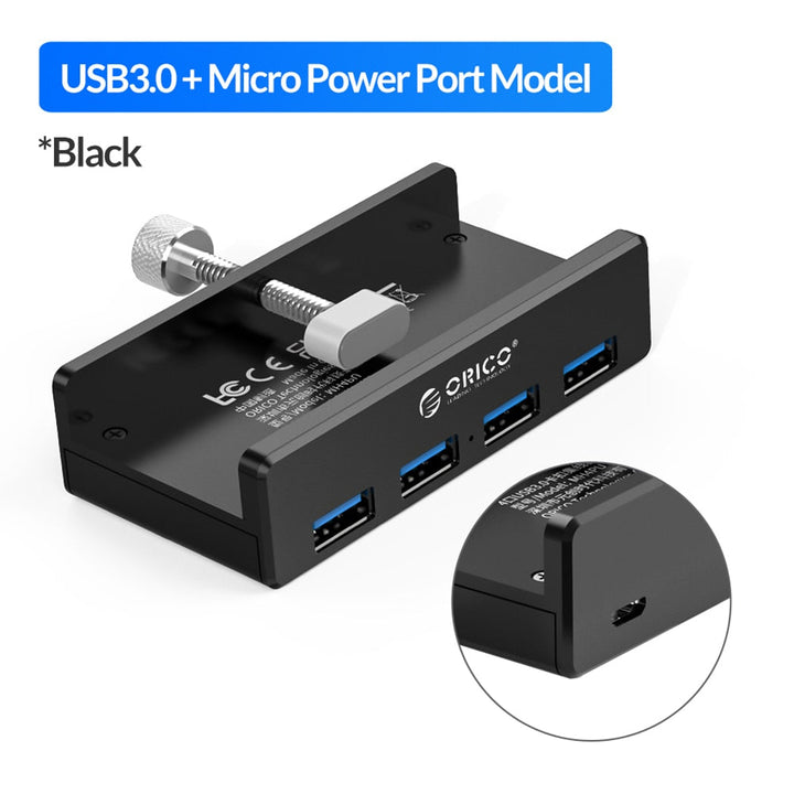 4 Port Clip-Type USB 3.0 Aluminum Hub | Stornfield