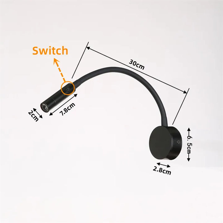 Stornfield | Modern Flexible LED Reading Wall Light with Switch for Bedroom and Office - 1W/3W