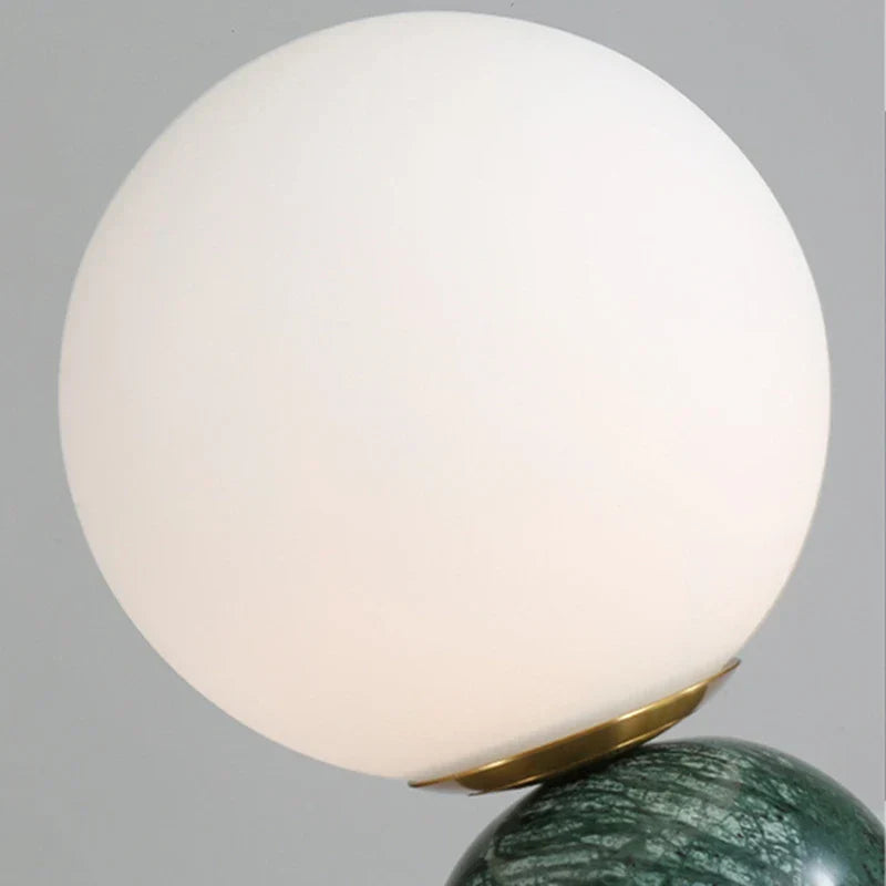 Modern Marble Table Lamp with Round Glass, Elegant Living Room Lighting | Stornfield