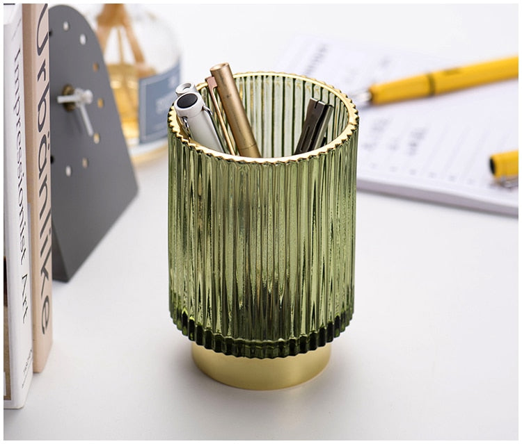 Stornfield | Elise Gold Plated Glass Makeup Halter & Organizer