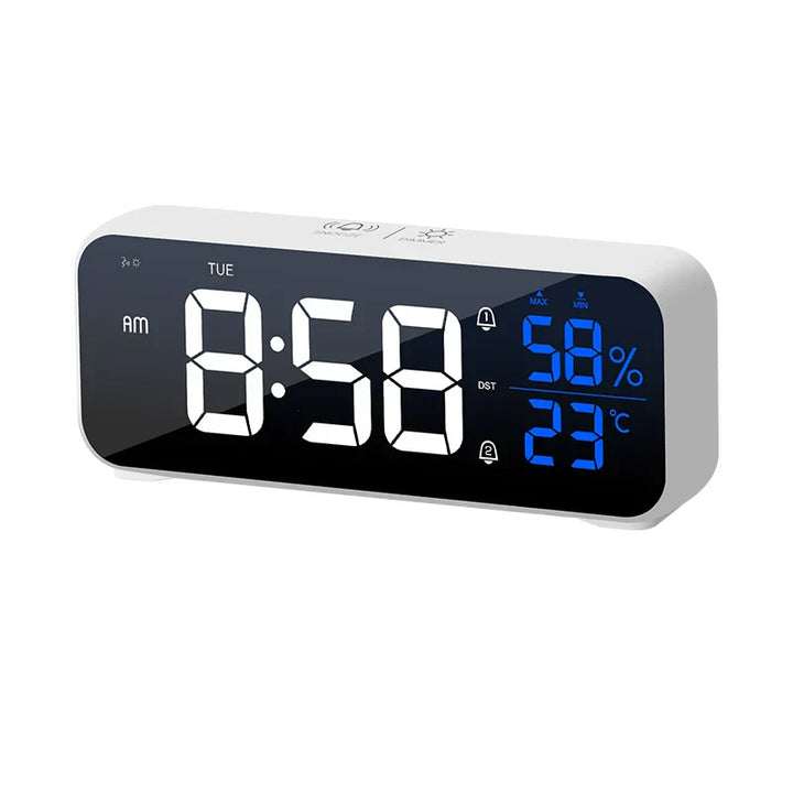Multipurpose Musical LED Desk Clock with Alarm Function, Temperature and Humidity Display – Digital Clock for Desk and Bedroom | Stornfield