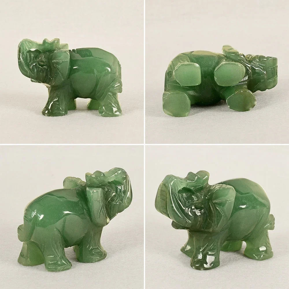 Stornfield | Green aventurine jade stone elephant statue