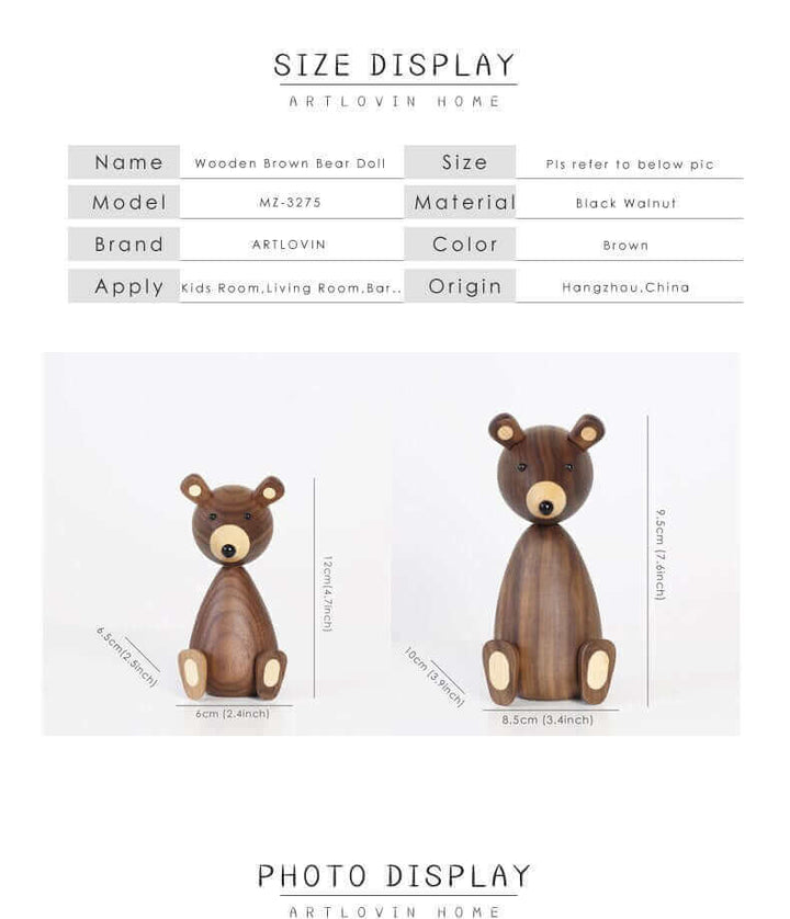 Stornfield | Danish Brown Wooden Bear Family Ornaments