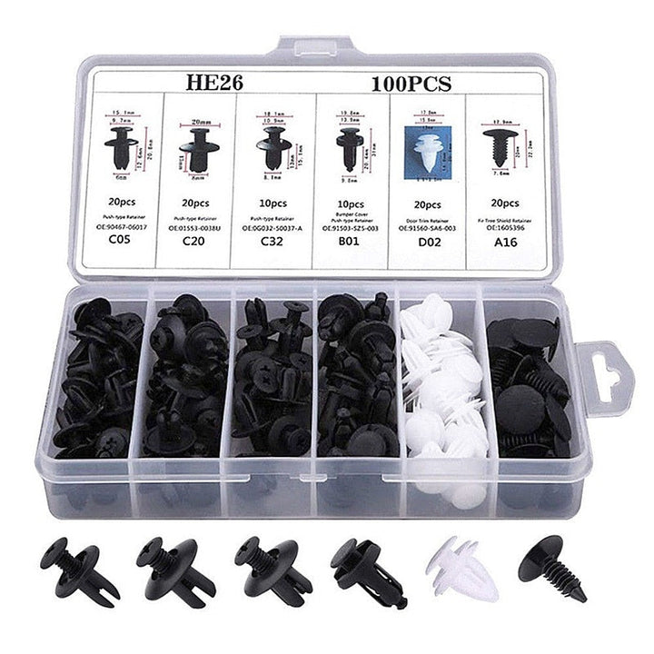 100pcs Auto Fastener Pin Rivet Bumper Car Clip Kit | Stornfield