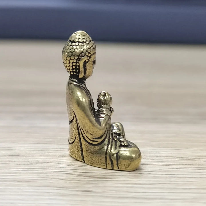 Stornfield | 10 Pieces Mini Brass Sitting Buddha Statue for Travel, Buddhist Worship, Home Office Decor