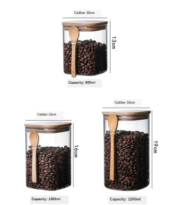 Ensemble de 3 récipients Stornfield en bambou et verre