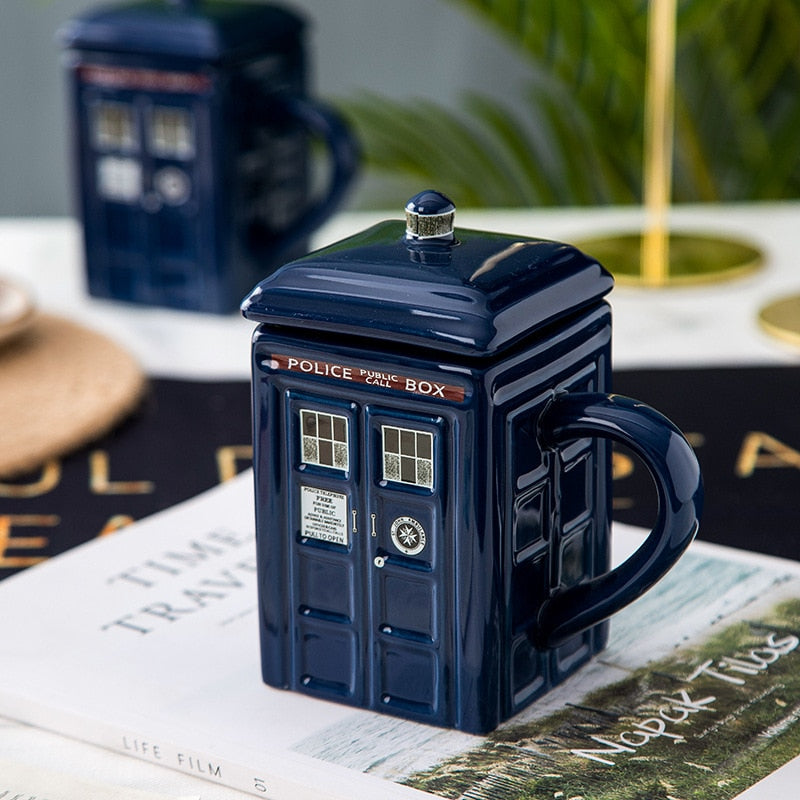 Sci-Fi Police Box Mug with Spoon – ideal gift for coffee and tea lovers | Stornfield
