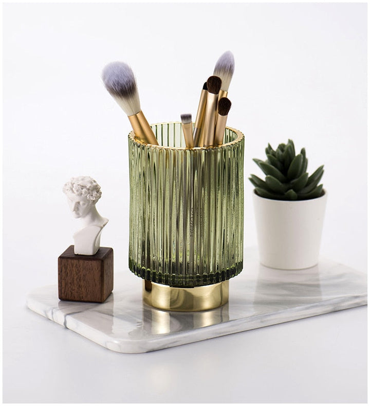 Stornfield | Elise Gold Plated Glass Makeup Halter & Organizer