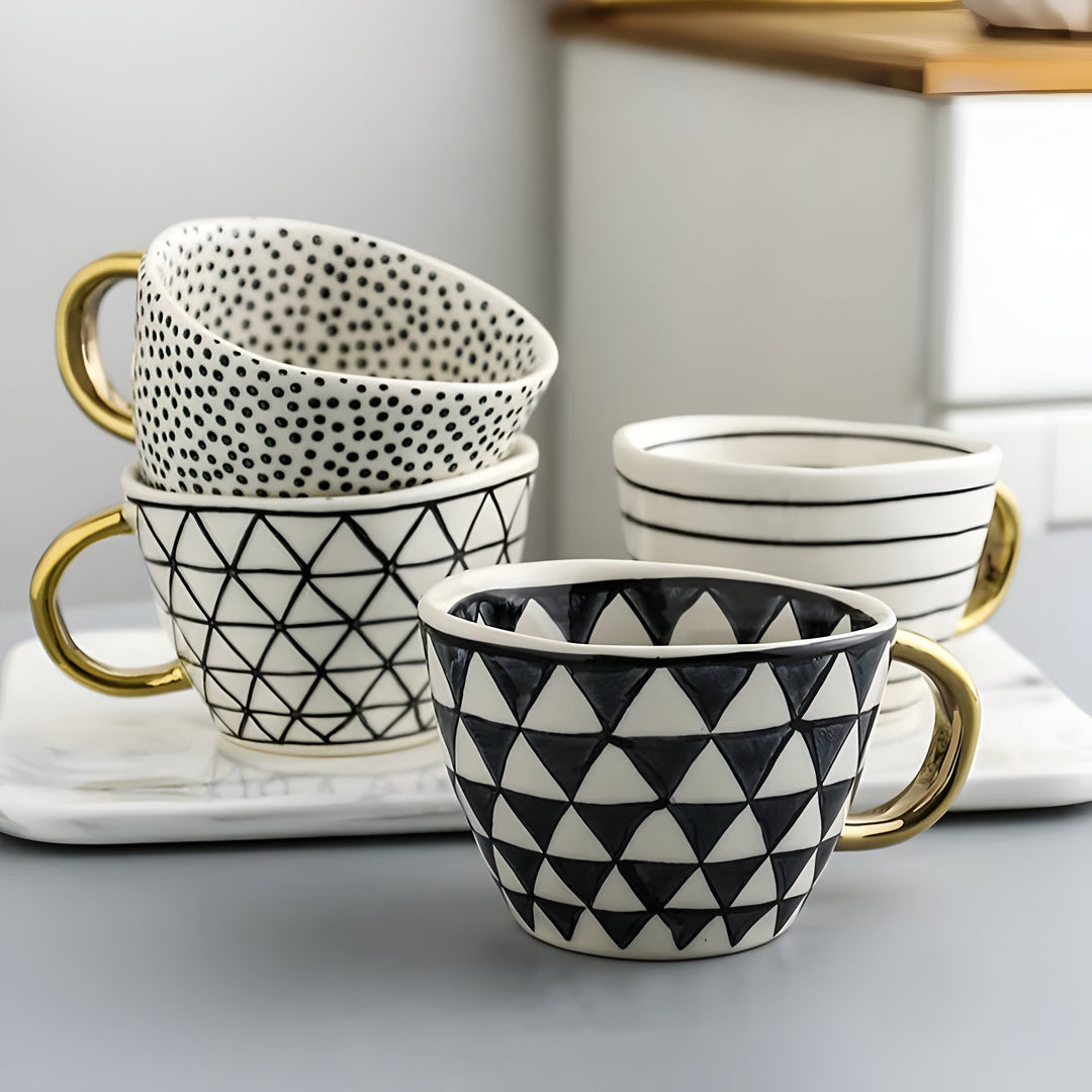 Ceramic mug with geometric design – Stylish and modern | Ideal for coffee or tea | Stornfield