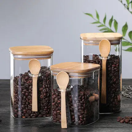 Ensemble de 3 récipients Stornfield en bambou et verre