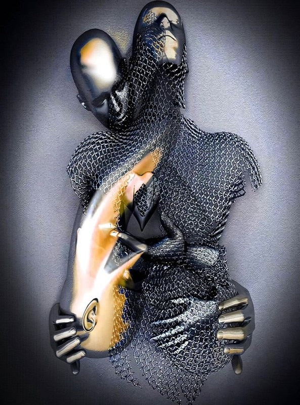 Stornfield | Metal Figure Statues Abstract Canvas Painting Styles Wall Art Couples Love Sculpture Poster Print Home Decor Living Room Gifts