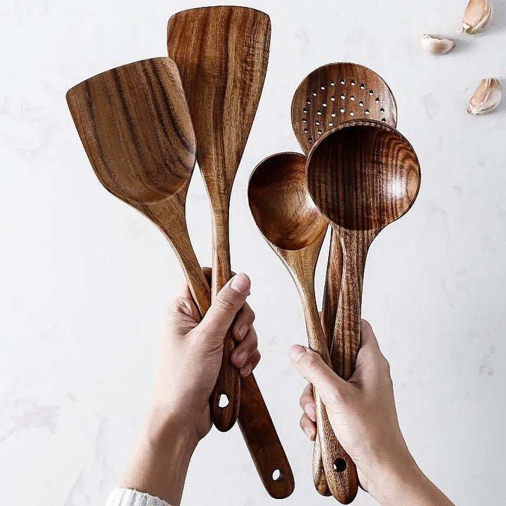 TeakChef 7-Piece Kitchen Utensil Set Premium Teak Tools | Stornfield