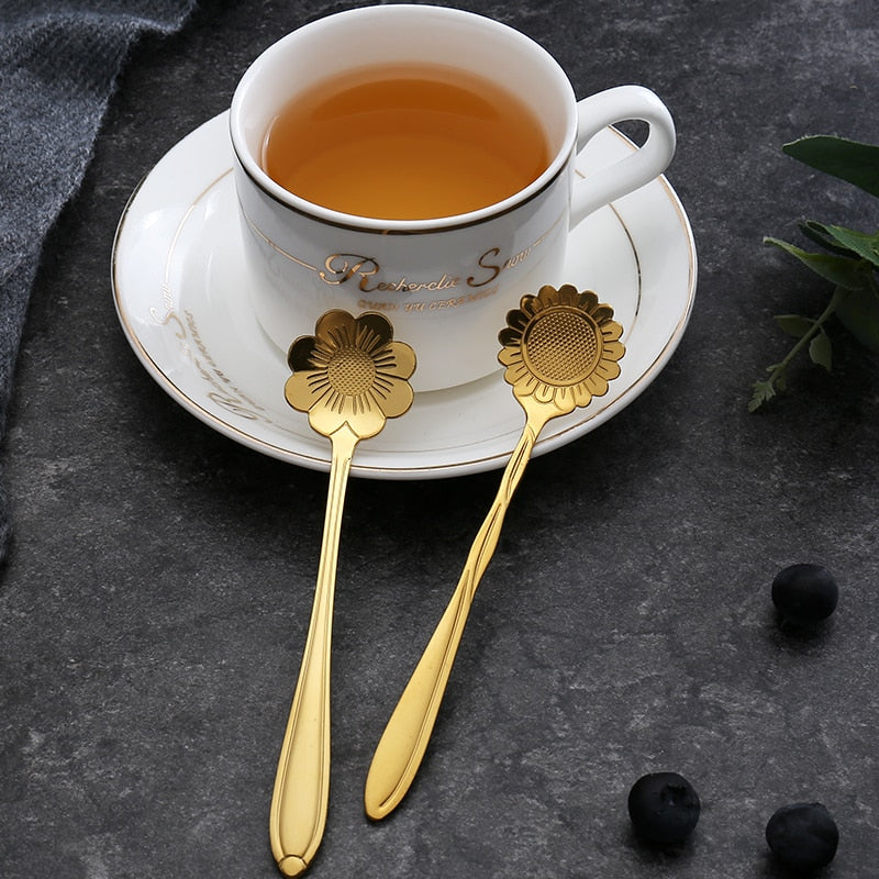 Stornfield | Ensemble de 8 cuillères à café en acier inoxydable avec motif floral