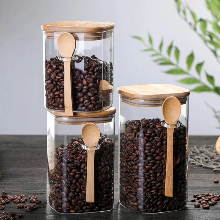 Ensemble de 3 récipients Stornfield en bambou et verre