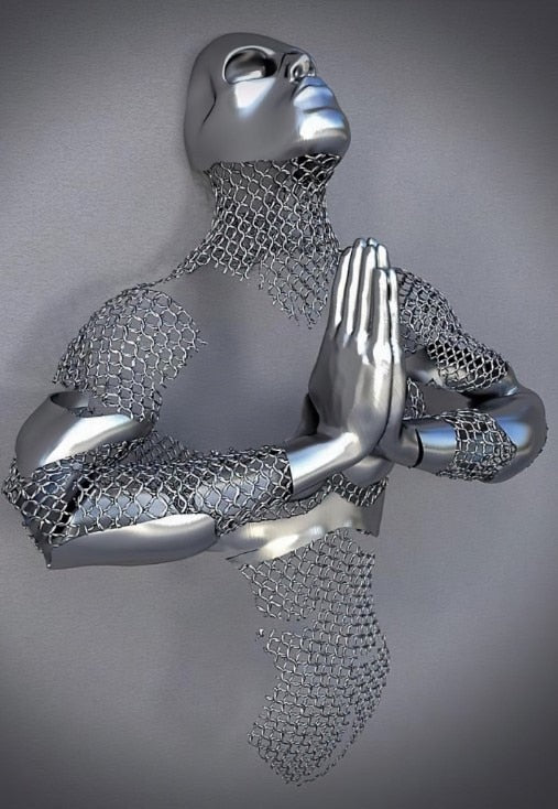 Stornfield | Metal Figure Statues Abstract Canvas Painting Styles Wall Art Couples Love Sculpture Poster Print Home Decor Living Room Gifts