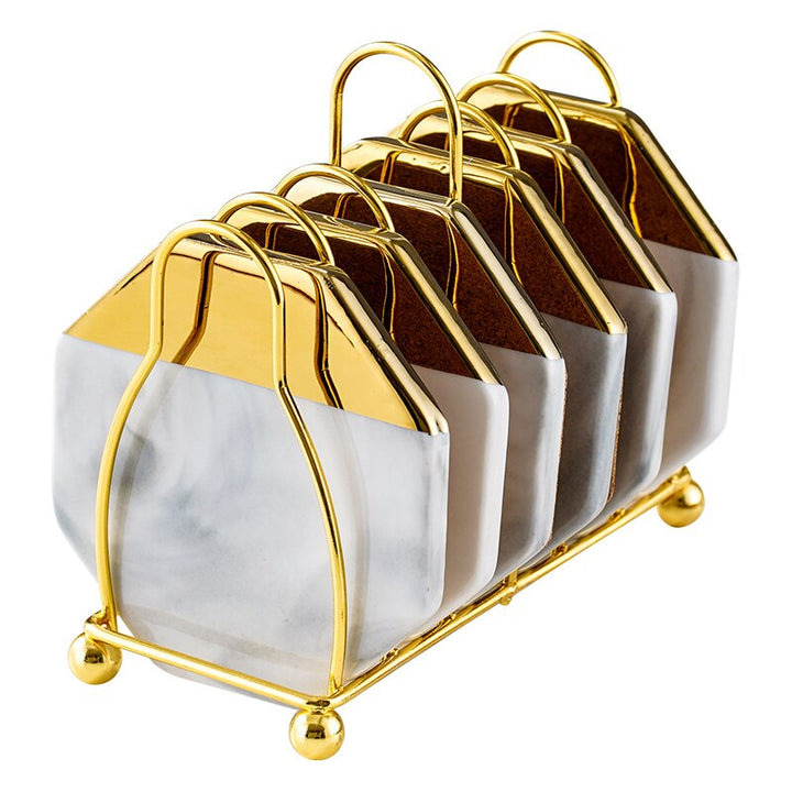 Stornfield | Marbled Ceramic Coaster Set with Holder