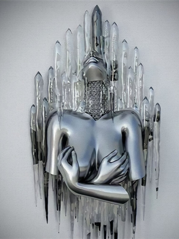 Stornfield | Metal Figure Statues Abstract Canvas Painting Styles Wall Art Couples Love Sculpture Poster Print Home Decor Living Room Gifts