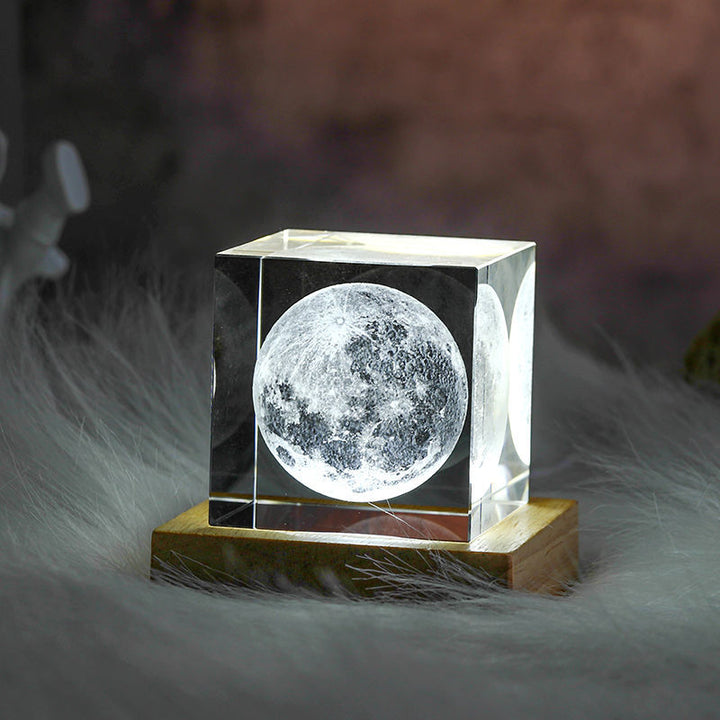 3D Crystal Cube Moon Nightlight | Stornfield