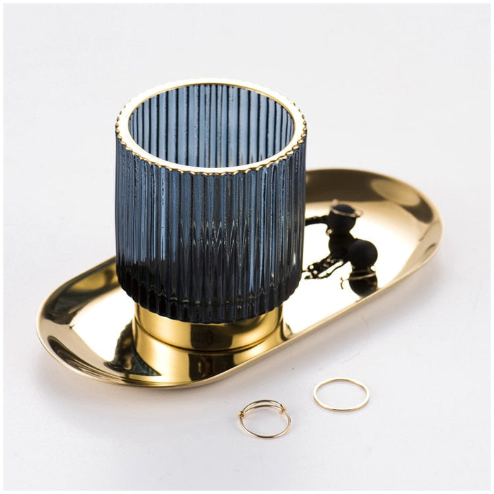 Stornfield | Elise Gold Plated Glass Makeup Halter & Organizer
