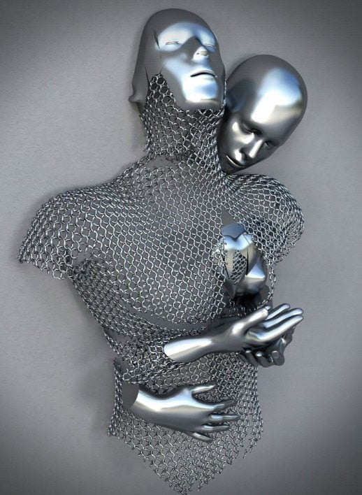 Stornfield | Metal Figure Statues Abstract Canvas Painting Styles Wall Art Couples Love Sculpture Poster Print Home Decor Living Room Gifts