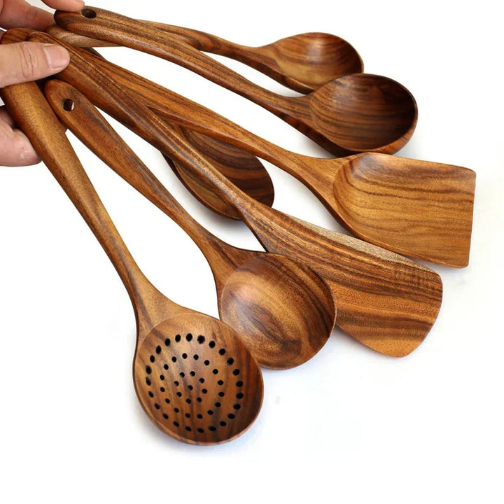 Stornfield | TeakChef 7-Piece Kitchen Utensil Set - Premium Teak Cooking Utensils for Style and Functionality