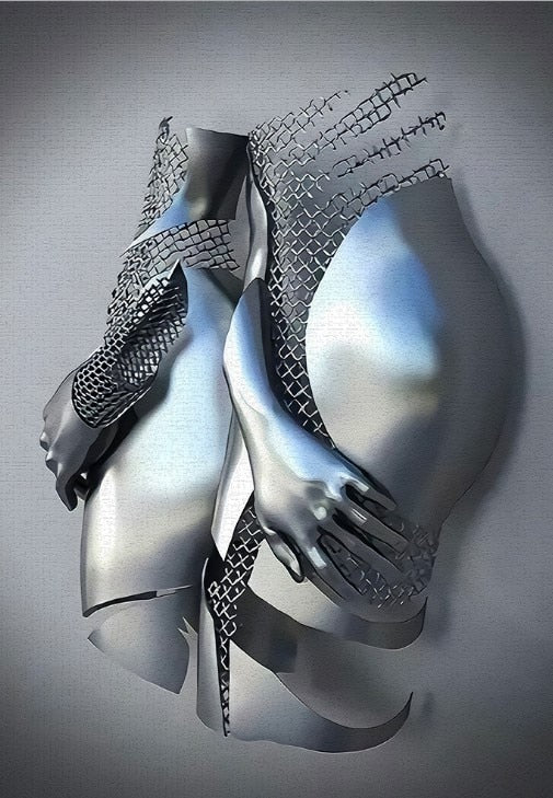 Stornfield | Metal Figure Statues Abstract Canvas Painting Styles Wall Art Couples Love Sculpture Poster Print Home Decor Living Room Gifts