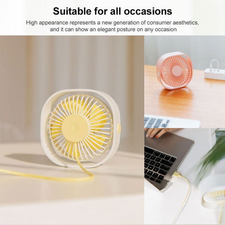 360 Degree Rotation  Wind 3 Speeds Mini USB Desktop Fan (Pink) | Stornfield