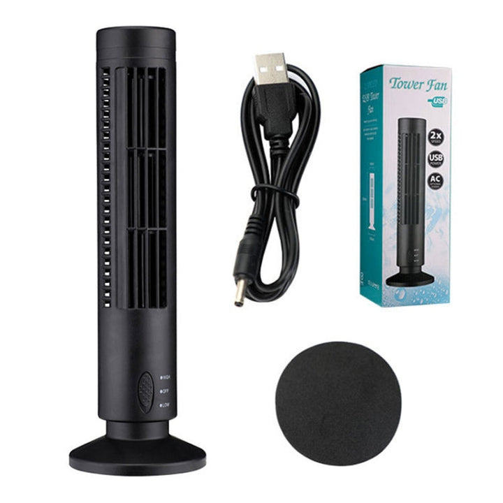 Tower Type USB Electric Fan Leafless Air-conditioning Fan(Black) | Stornfield