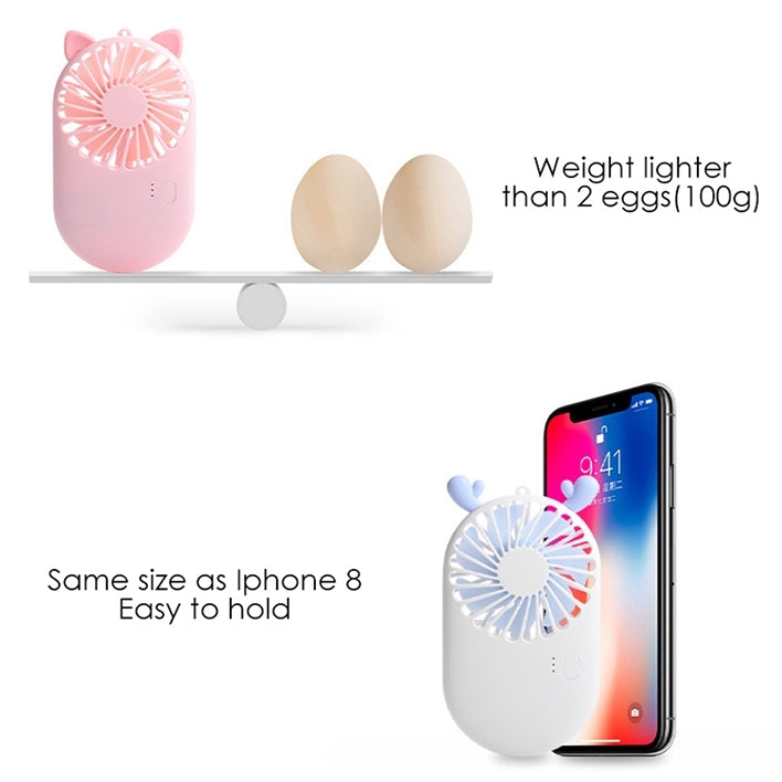 Portable Mini USB Charging Pocket Fan with 3 Speed Control (White) | Stornfield
