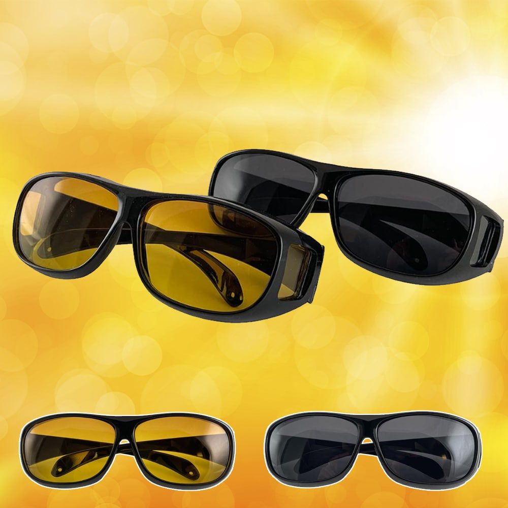 HD-Vision Glasses - 2 pcs Day + Night polarized glasses (perfect as car, sports, night driving & UV sunglasses) | Stornfield