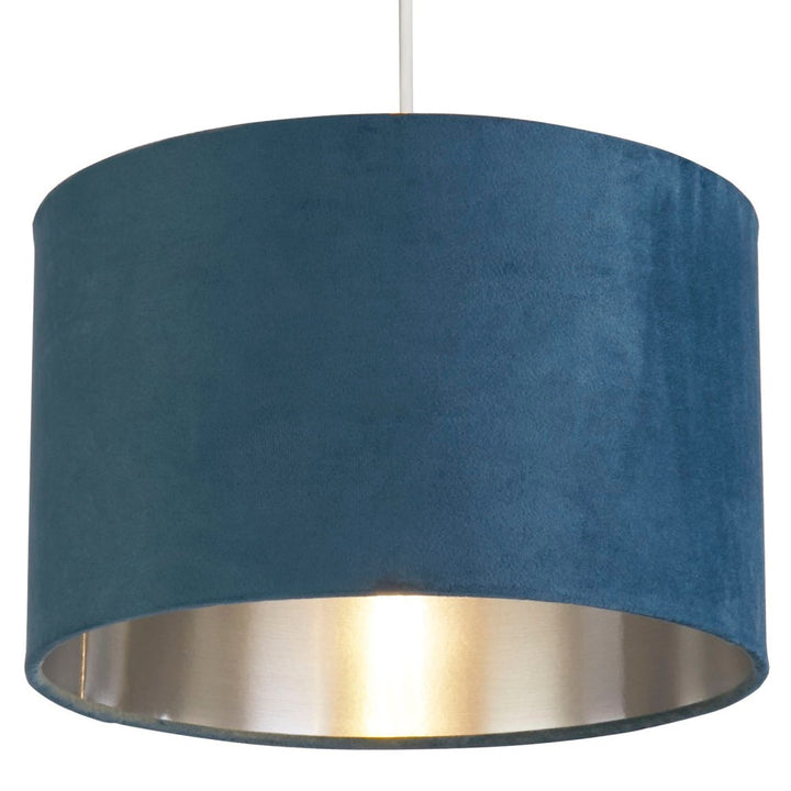 Stornfield | Teal Velvet Easy-Fit Vintage Lampshade with Silver Inner 28cm