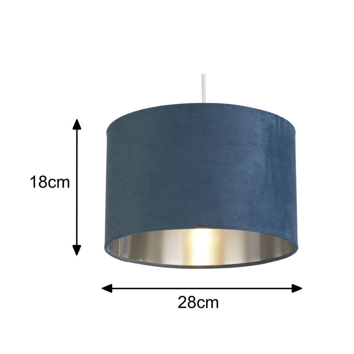 Stornfield | Teal Velvet Easy-Fit Vintage Lampshade with Silver Inner 28cm