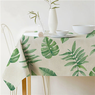 Stornfield | Nappe carre en lin coton vert tropical avec motifs de feuilles modernes nordiques