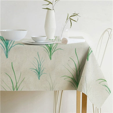 Stornfield | Nappe carre en lin coton vert tropical avec motifs de feuilles modernes nordiques
