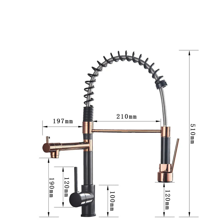 Retractable Faucet with Double Spout – Flexible Faucet for Sink, High Pressure, Swivel, Ideal for Modern Kitchens, Easy Installation | Stornfield
