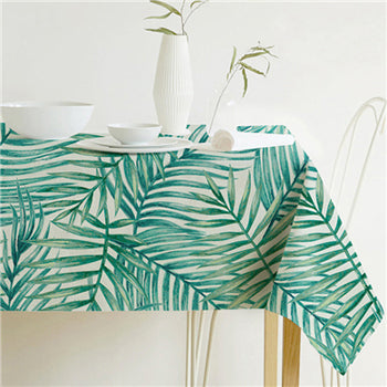 Stornfield | Nappe carre en lin coton vert tropical avec motifs de feuilles modernes nordiques