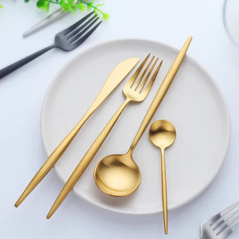 LuxeSet – Luxury Minimalist 24-Piece Stainless Steel Dinnerware | Stornfield