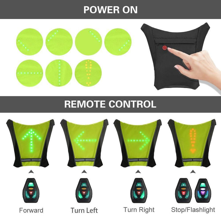 Stornfield | Turn Signal Cycling Reflective Safety LED Vest Cyclist Outdoor Waterproof