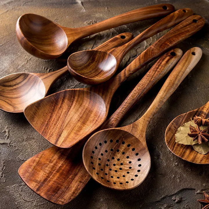 Stornfield | NordTeak 7-Piece Kitchen Utensil Set – premium teak tools for elegant and versatile cooking