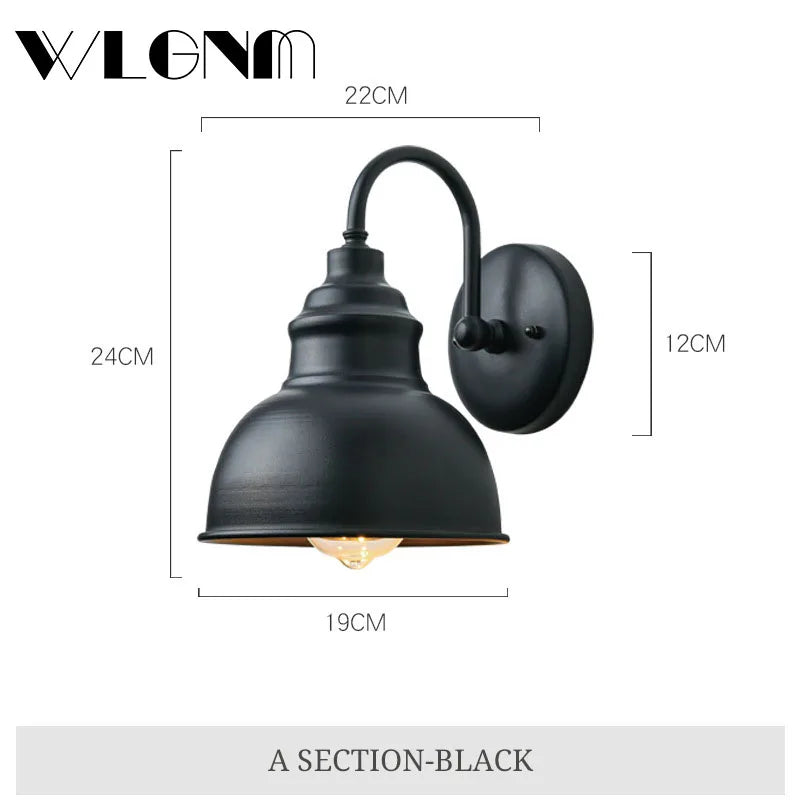 Stornfield | Retro Waterproof Outdoor Porch Garden Wall Sconce: Vintage Iron Wall Lamp for Hallway, Staircase, Courtyard, Balcony, Villa