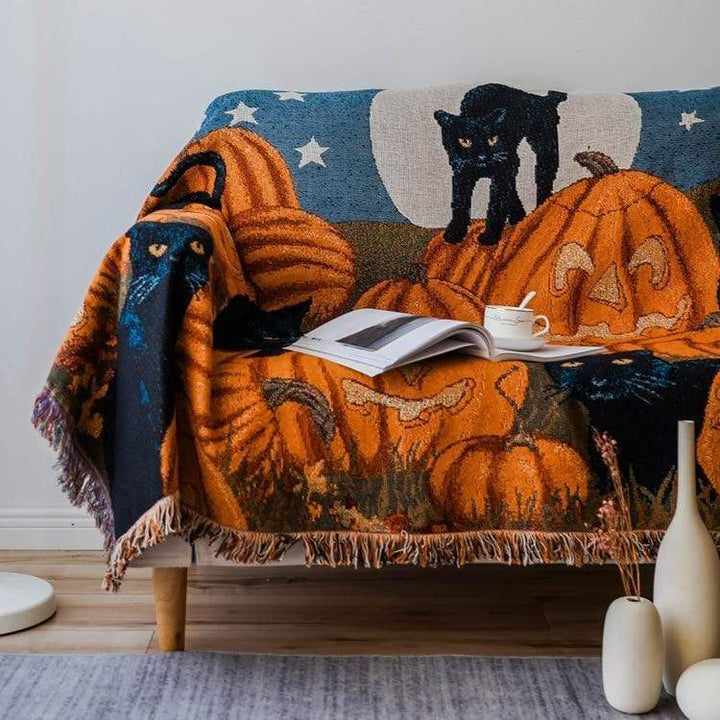 Halloween Cat Throw Blanket Stornfield