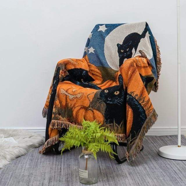 Halloween Cat Throw Blanket Stornfield