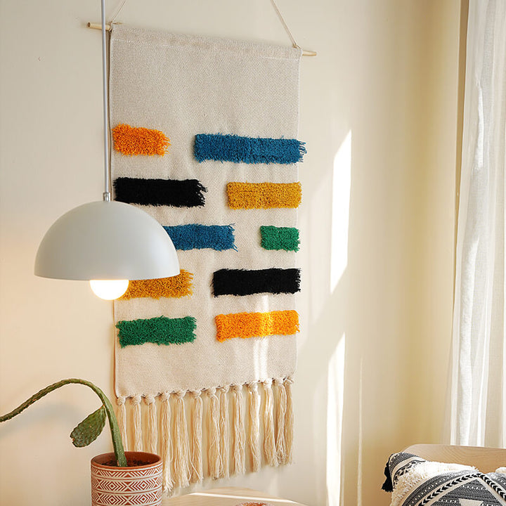 Stornfield | Macrame Wall Hanging with Geometric Woven Pattern and Fringe