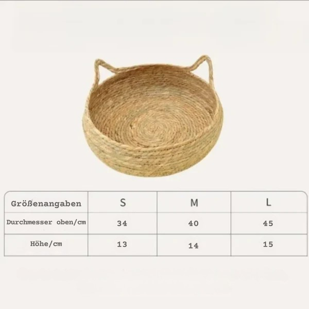 Rattan cat bed handwoven & washable Stornfield
