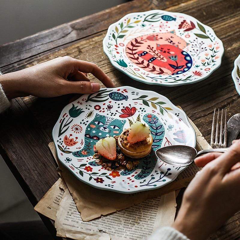 Assiette en céramique peinte à la main chat Stornfield