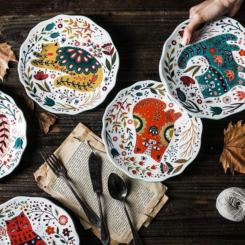 Assiette en céramique peinte à la main chat Stornfield