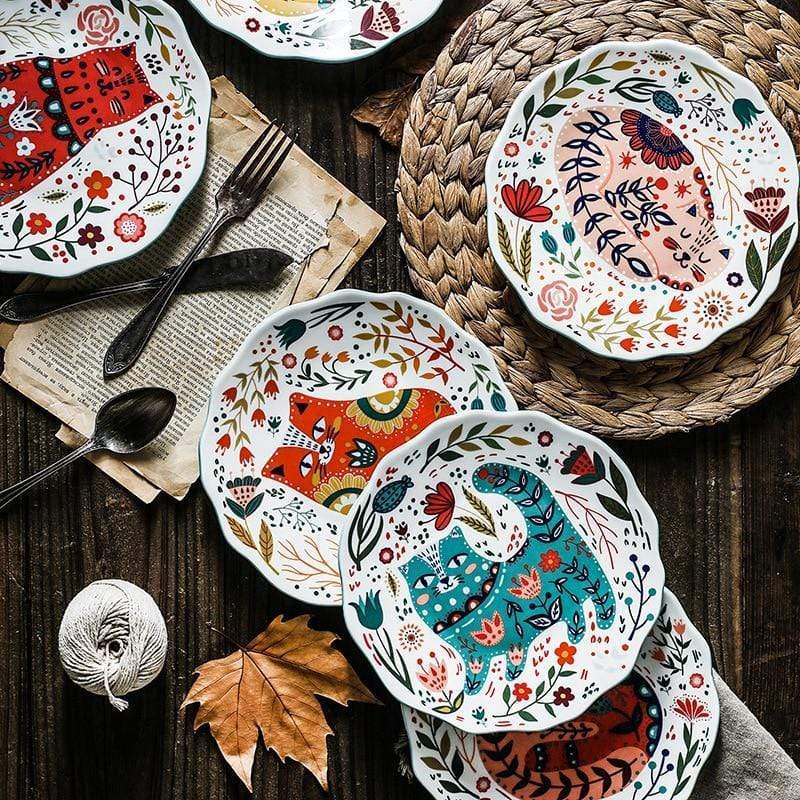 Assiette en céramique peinte à la main chat Stornfield