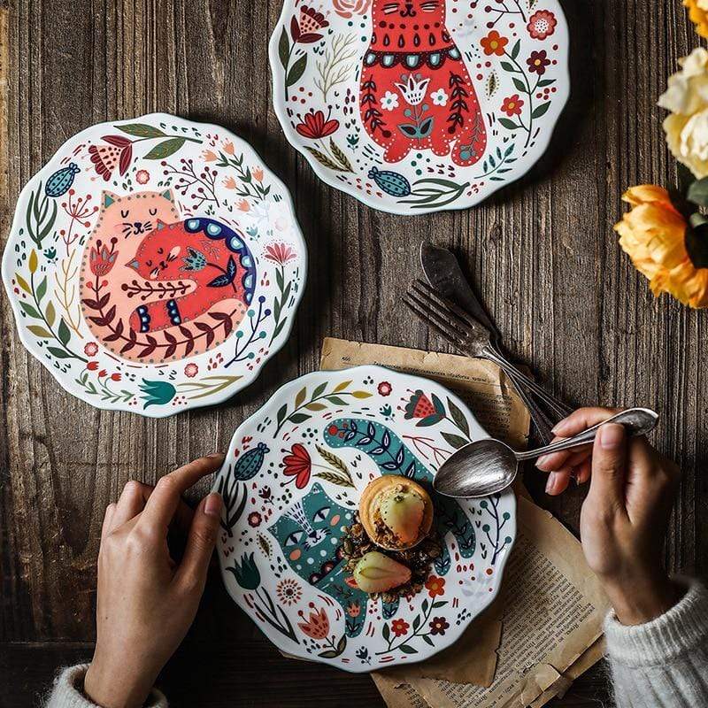 Assiette en céramique peinte à la main chat Stornfield